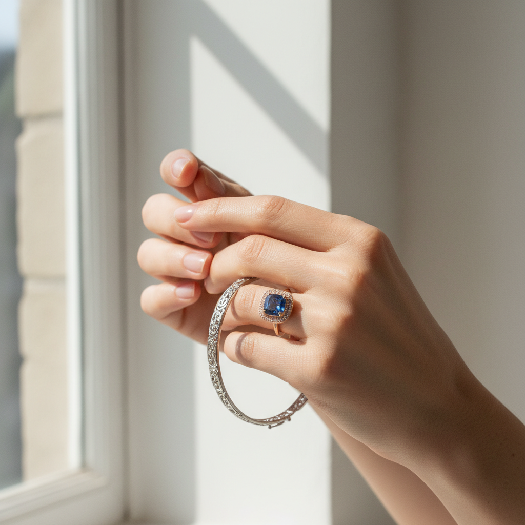 Fine ring displayed on a woman's hand
