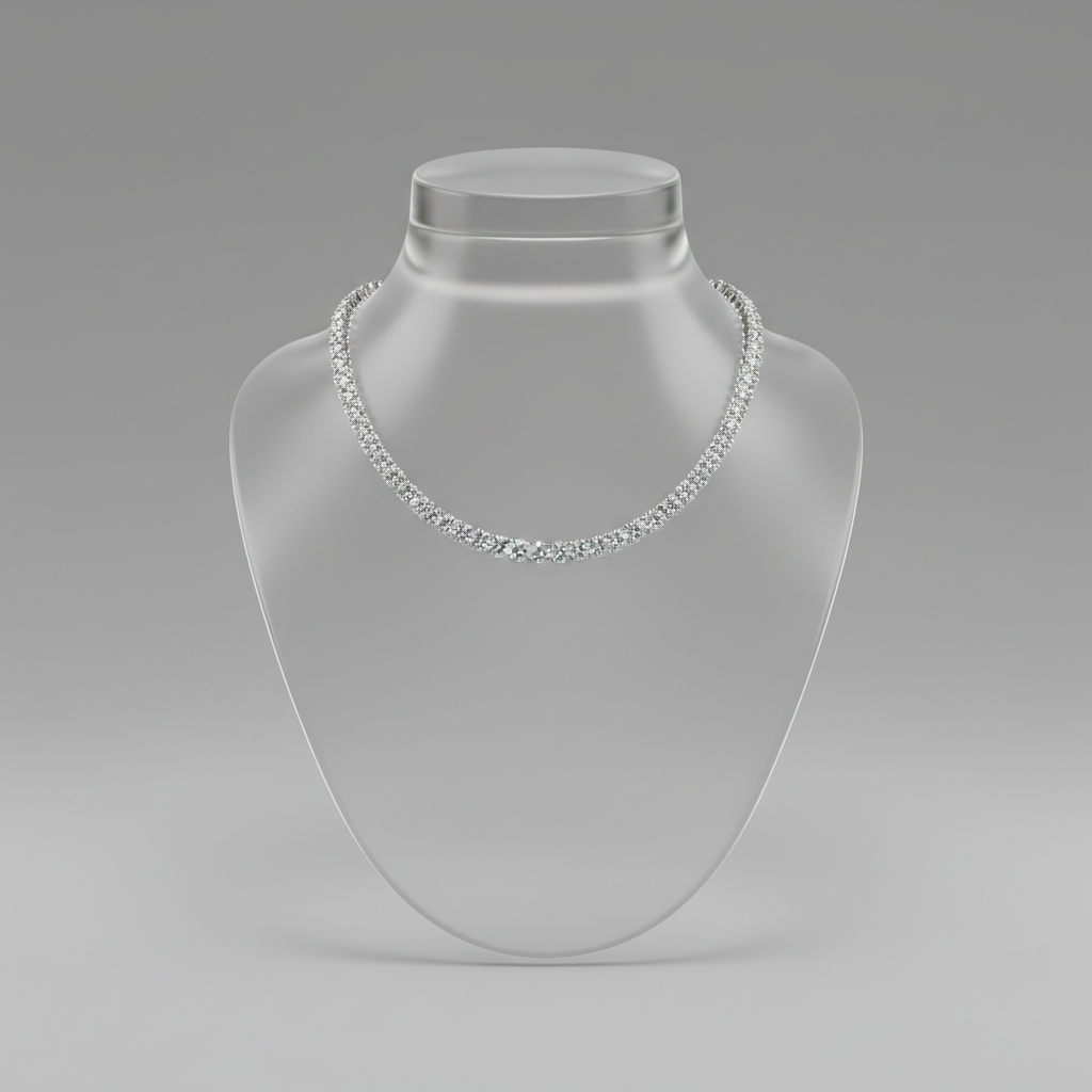 Diamond necklace close-up with gemstones catching the light